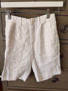 JCrew Crewcuts Classic White Linen and blue shorts - size 10
